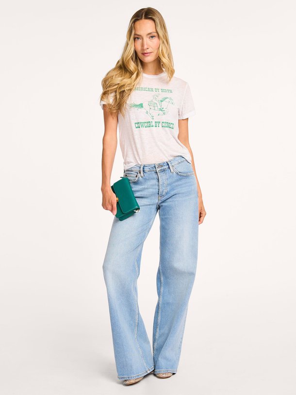 Ontdek de Cowgirl katoenmix slub T-shirt met print van Re/Done in de kleur off-white bij Orangebag. Op werkdagen voor 21:45 besteld, morgen in huis.