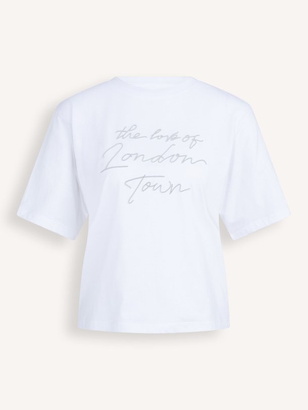 Ontdek de Katoenen T-shirt met flock print van Yaya in de kleur Wit bij Orangebag. Op werkdagen voor 21:45 besteld, morgen in huis.