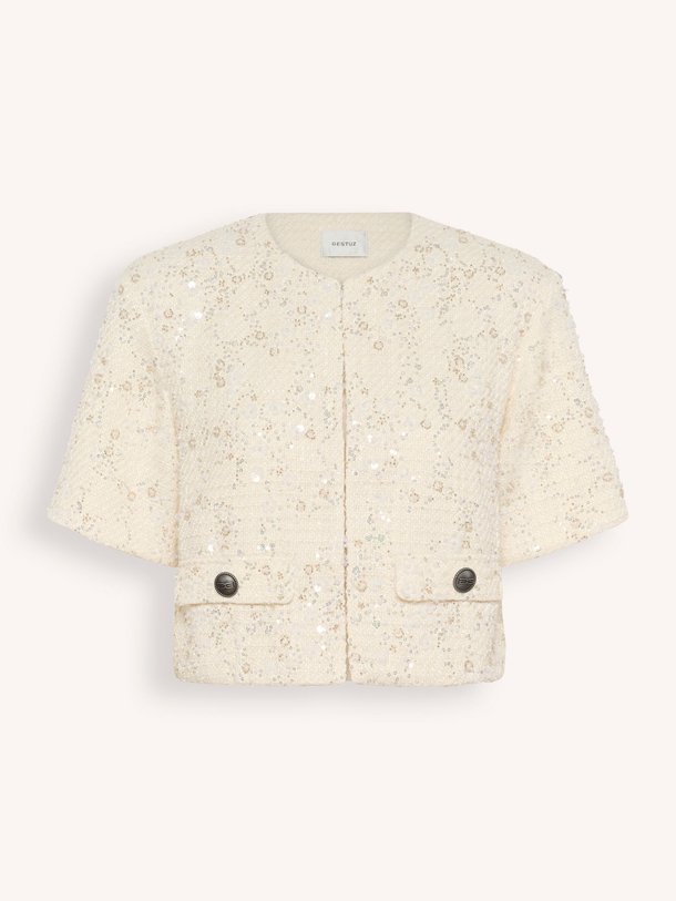 Ontdek de Chanaya geweven tweed jasje met pailletten van Gestuz in de kleur Off-white bij Orangebag. Op werkdagen voor 21:45 besteld, morgen in huis.