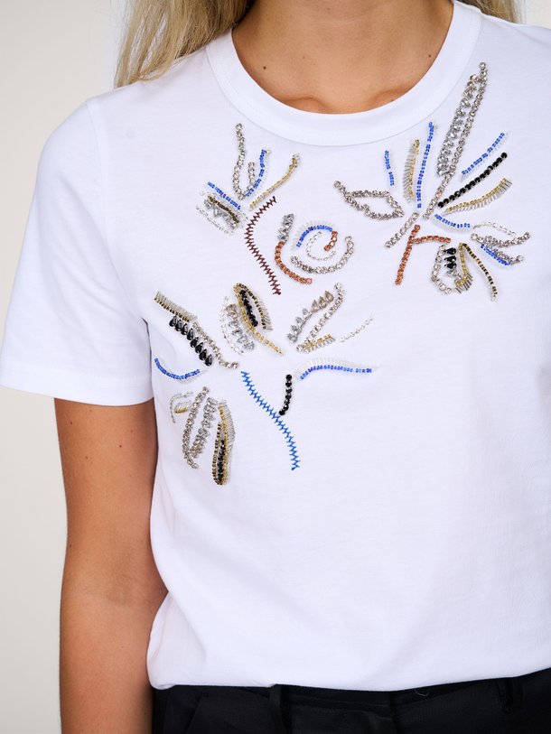 Ontdek de Katoenen T-shirt met applicaties van forte_forte in de kleur wit bij Orangebag. Op werkdagen voor 21:45 besteld, morgen in huis.