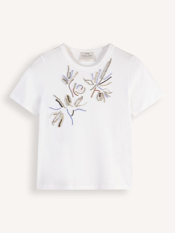 Ontdek de Katoenen T-shirt met applicaties van forte_forte in de kleur wit bij Orangebag. Op werkdagen voor 21:45 besteld, morgen in huis.