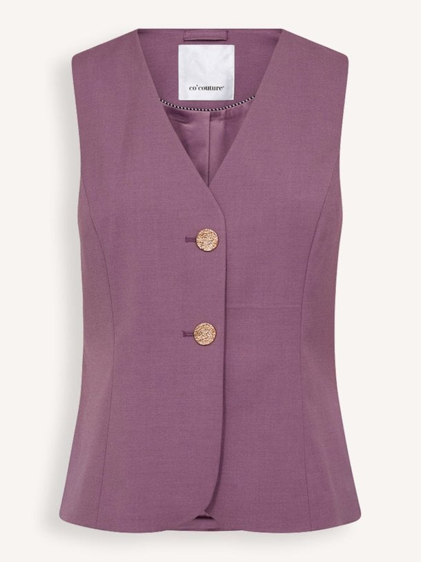 Ontdek de Liam viscosemix gilet van Co'Couture in de kleur Oud roze bij Orangebag. Op werkdagen voor 21:45 besteld, morgen in huis.