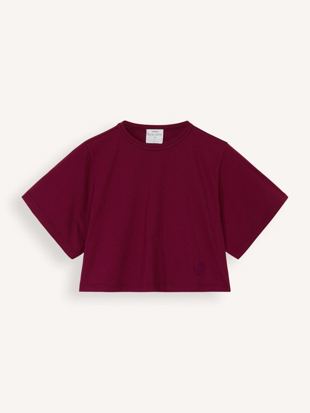 Ontdek de Katoenen T-shirt van forte_forte in de kleur bordeauxrood bij Orangebag. Op werkdagen voor 21:45 besteld, morgen in huis.