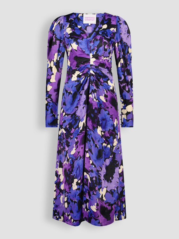 Ontdek de Vera viscose jurk met print van Fabienne Chapot in de kleur paars bij Orangebag. Op werkdagen voor 21:45 besteld, morgen in huis.