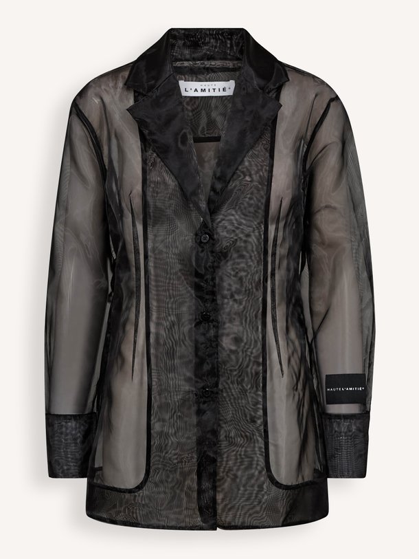Haute L'Amitié Geweven doorschijnende blazer - Zwart Ontdek de Geweven doorschijnende blazer van Haute L'Amitié in de kleur Zwart bij Orangebag. Op werkdagen voor 21:45 besteld, morgen in huis.