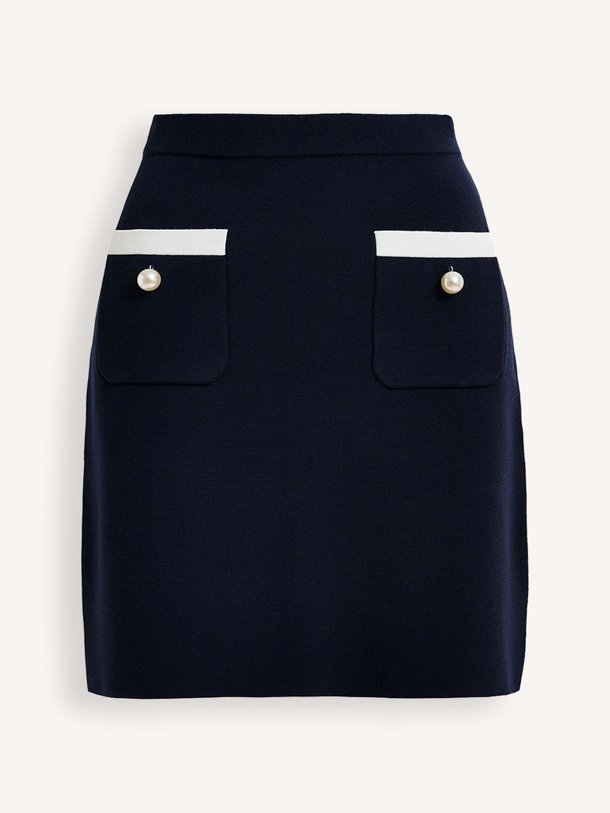Ontdek de Harket viscosemix gebreide mini rok van Essentiel Antwerp in de kleur donkerblauw bij Orangebag. Op werkdagen voor 21:45 besteld, morgen in huis.