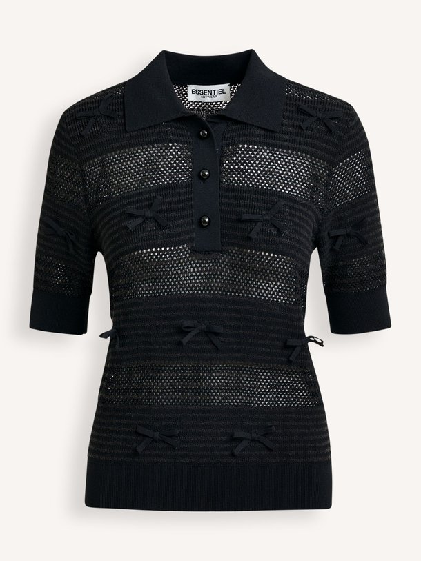 Ontdek de Jarts viscosemix polo top van Essentiel Antwerp in de kleur Zwart bij Orangebag. Op werkdagen voor 21:45 besteld, morgen in huis.