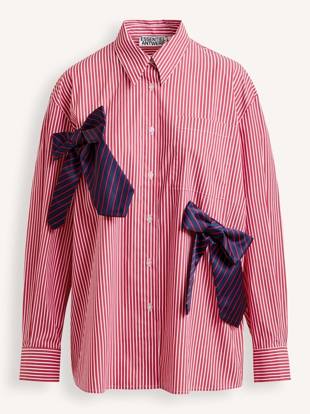 Ontdek de Jiwi katoenen gestreepte blouse met strikken van Essentiel Antwerp in de kleur Rood bij Orangebag. Op werkdagen voor 21:45 besteld, morgen in huis.