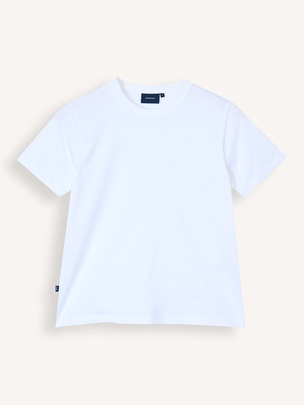 Ontdek de Jessica katoenen T-shirt van Denham in de kleur Wit bij Orangebag. Op werkdagen voor 21:45 besteld, morgen in huis.