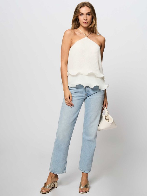 Ontdek de Kira geweven plissé top van Copenhagen Muse in de kleur crème bij Orangebag. Op werkdagen voor 21:45 besteld, morgen in huis.