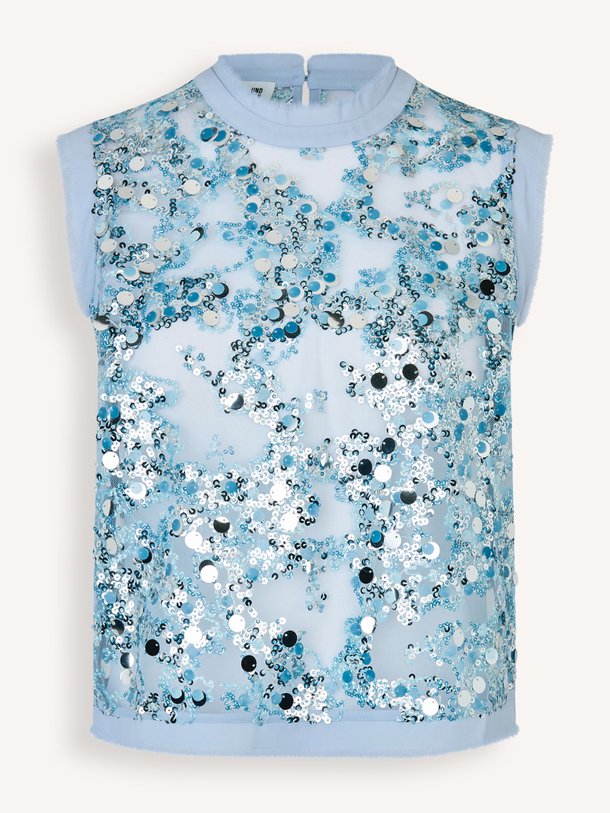 Ontdek de Manira mesh top met pailletten van Baum und Pferdgarten in de kleur Blauw bij Orangebag. Op werkdagen voor 21:45 besteld, morgen in huis.