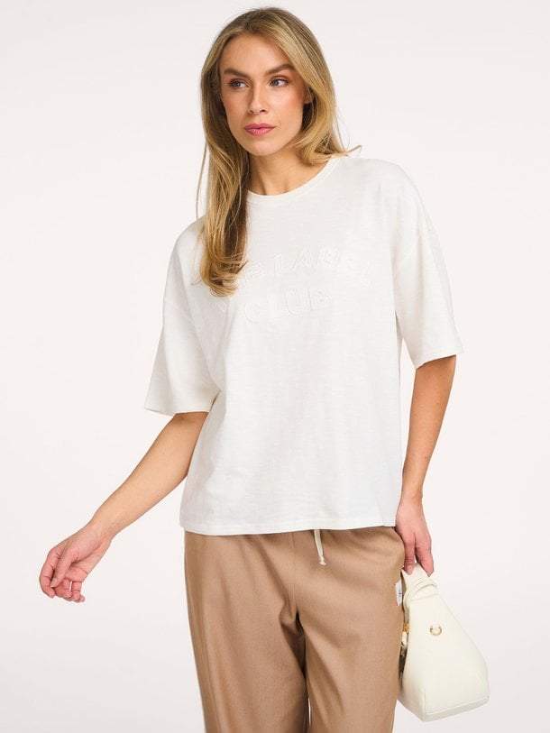 Ontdek de Katoenen slub T-shirt van Alix The Label in de kleur Off-white bij Orangebag. Op werkdagen voor 21:45 besteld, morgen in huis.