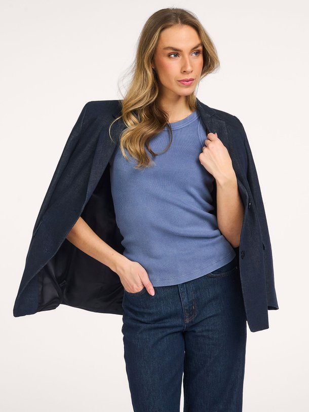 Ontdek de Mitsu katoenmix rib tanktop van Denham in de kleur Blauw bij Orangebag. Op werkdagen voor 21:45 besteld, morgen in huis.