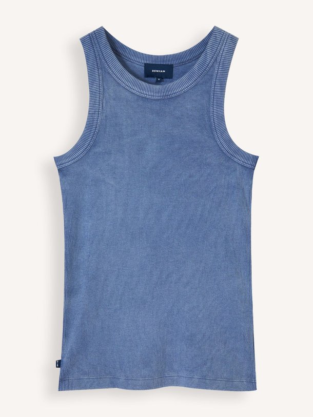 Ontdek de Mitsu katoenmix rib tanktop van Denham in de kleur Blauw bij Orangebag. Op werkdagen voor 21:45 besteld, morgen in huis.