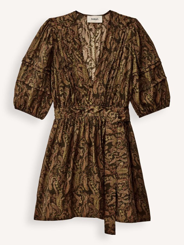 Ontdek de Teodora lyocellmix jurk met paisley print van ba&sh in de kleur Kaki bij Orangebag. Op werkdagen voor 21:45 besteld, morgen in huis.
