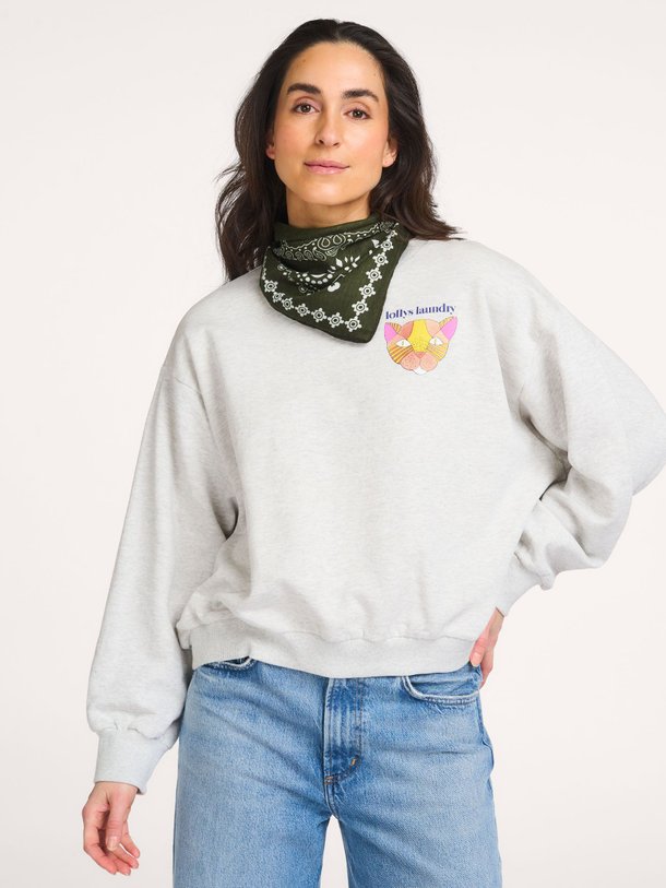 Ontdek de Sydney katoenmix gemêleerde sweater met print van Lollys Laundry in de kleur Lichtgrijs bij Orangebag. Op werkdagen voor 21:45 besteld, morgen in huis.