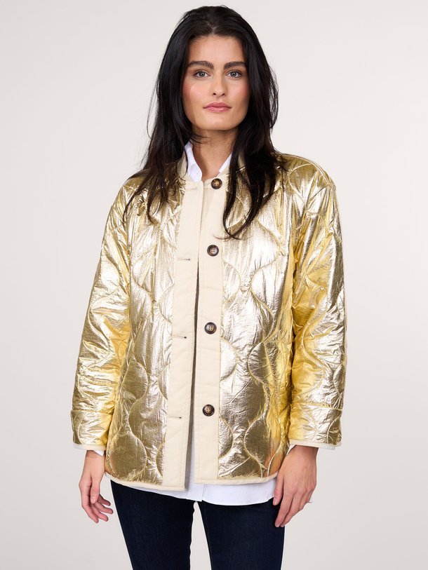 Ontdek de Geweven metallic jasje van Summum in de kleur goudkleur bij Orangebag. Op werkdagen voor 21:45 besteld, morgen in huis.