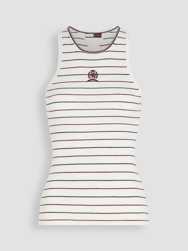 Ontdek de Katoenmix gestreepte tanktop met kabelpatroon van Tommy Hilfiger in de kleur wit bij Orangebag. Op werkdagen voor 21:45 besteld, morgen in huis.