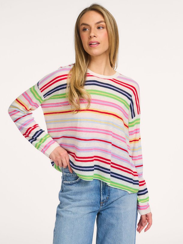 Ontdek de M621 cashmere gestreepte longsleeve van Majestic Filatures in de kleur Off-white bij Orangebag. Op werkdagen voor 21:45 besteld, morgen in huis.