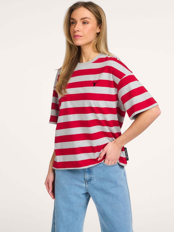 Ontdek de Katoenen gestreept T-shirt van Alix The Label in de kleur Rood bij Orangebag. Op werkdagen voor 21:45 besteld, morgen in huis.