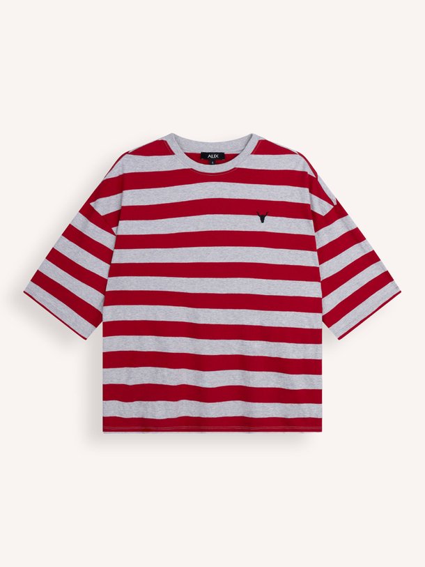 Ontdek de Katoenen gestreept T-shirt van Alix The Label in de kleur Rood bij Orangebag. Op werkdagen voor 21:45 besteld, morgen in huis.