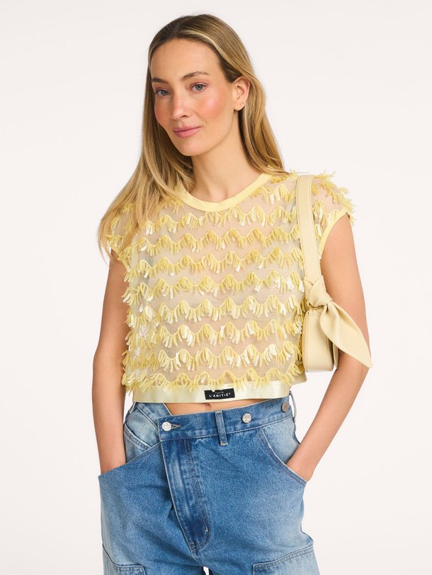 Ontdek de Limone geweven top van Haute L'Amitié in de kleur Geel bij Orangebag. Op werkdagen voor 21:45 besteld, morgen in huis.