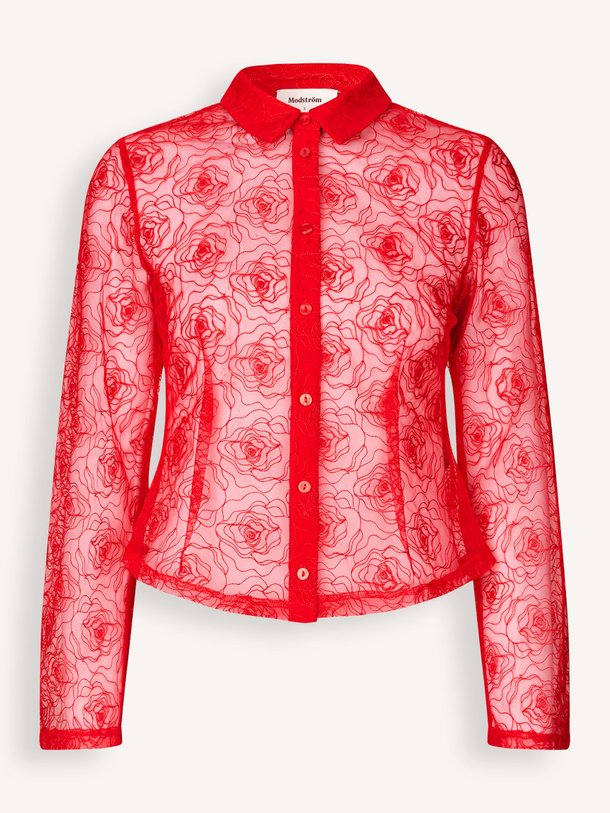 Ontdek de Rocco geweven blouse met borduursel van Modstrom in de kleur Rood bij Orangebag. Op werkdagen voor 21:45 besteld, morgen in huis.