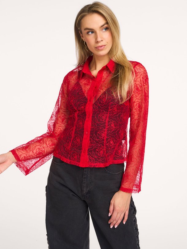 Ontdek de Rocco geweven blouse met borduursel van Modstrom in de kleur Rood bij Orangebag. Op werkdagen voor 21:45 besteld, morgen in huis.