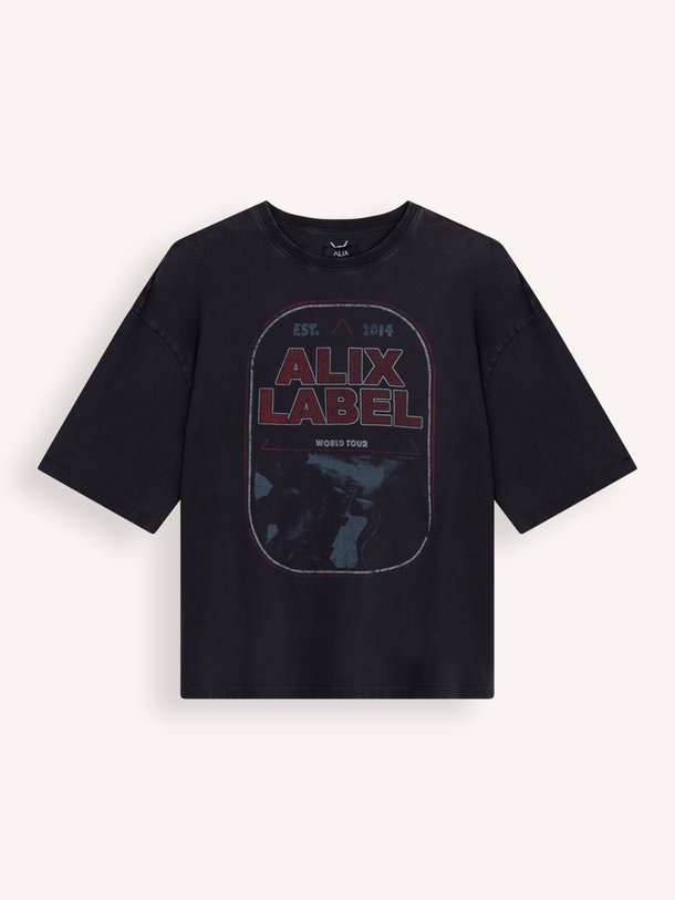 Ontdek de Katoenen T-shirt met print van Alix The Label in de kleur Zwart bij Orangebag. Op werkdagen voor 21:45 besteld, morgen in huis.