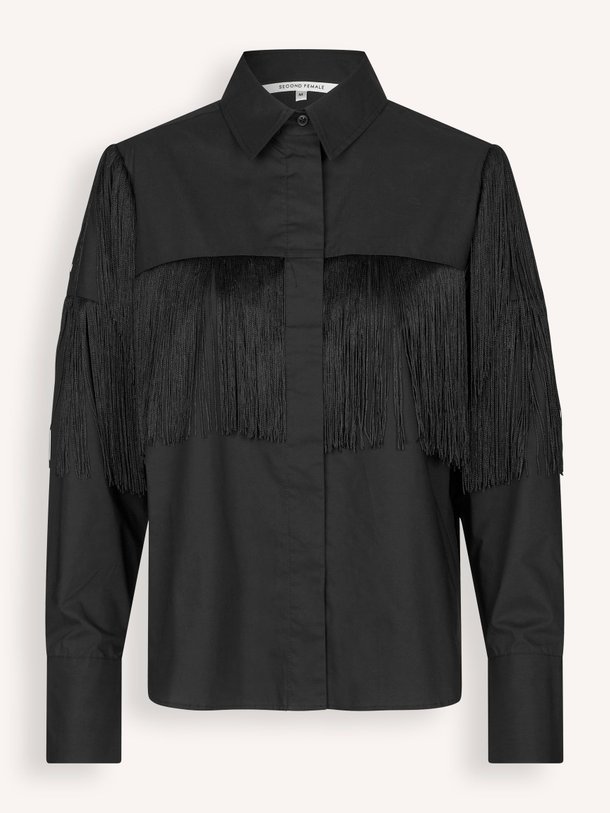 Ontdek de Frinchi organic cotton blouse met franjes van Second Female in de kleur zwart bij Orangebag. Op werkdagen voor 21:45 besteld, morgen in huis.