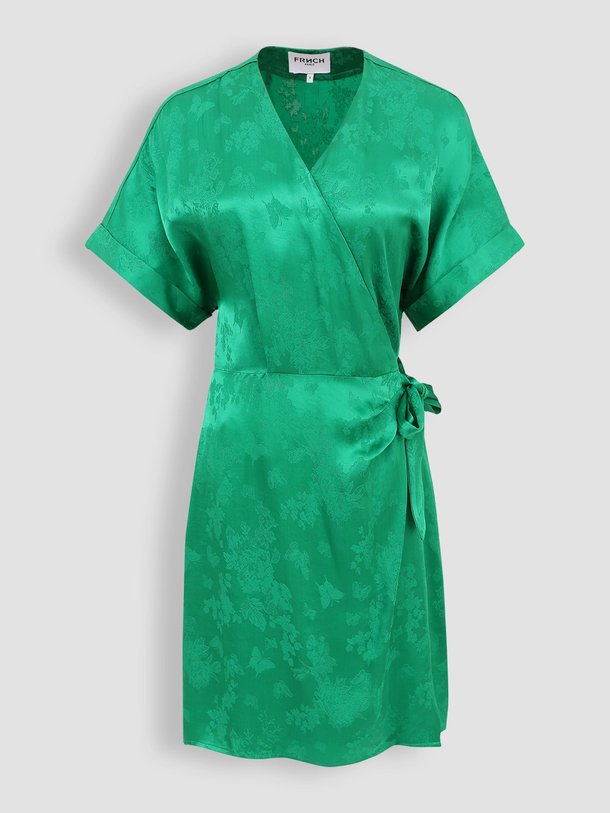 Ontdek de Lois viscose overslag jurk met dessin van Frnch in de kleur groen bij Orangebag. Op werkdagen voor 21:45 besteld, morgen in huis.