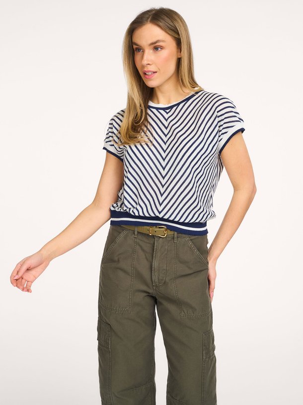 Ontdek de Feliz katoenmix gestreepte top van La Fee Maraboutee in de kleur Donkerblauw bij Orangebag. Op werkdagen voor 21:45 besteld, morgen in huis.