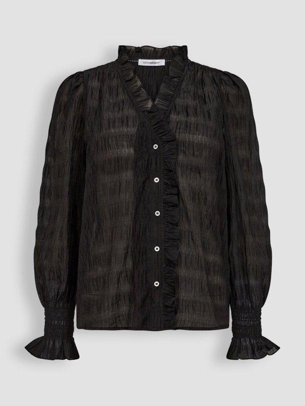 Ontdek de Line viscosemix blouse met structuur van Co'Couture in de kleur zwart bij Orangebag. Op werkdagen voor 21:45 besteld, morgen in huis.