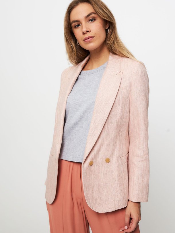 Ontdek de Linnen/katoenmix blazer met lurex van forte_forte in de kleur lichtroze bij Orangebag. Op werkdagen voor 21:45 besteld, morgen in huis.