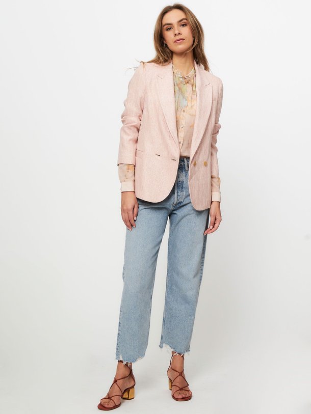 Ontdek de Linnen/katoenmix blazer met lurex van forte_forte in de kleur lichtroze bij Orangebag. Op werkdagen voor 21:45 besteld, morgen in huis.