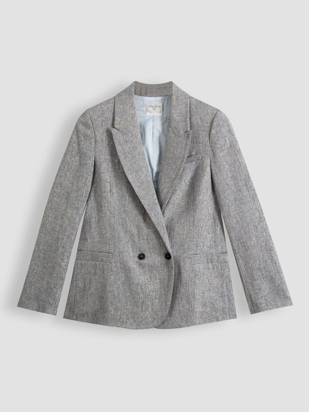 Ontdek de Linnen/katoenmix blazer met lurex van forte_forte in de kleur grijs bij Orangebag. Op werkdagen voor 21:45 besteld, morgen in huis.