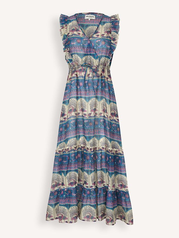 Ontdek de Samo katoenen midi jurk met print van Lollys Laundry in de kleur Blauw bij Orangebag. Op werkdagen voor 21:45 besteld, morgen in huis.