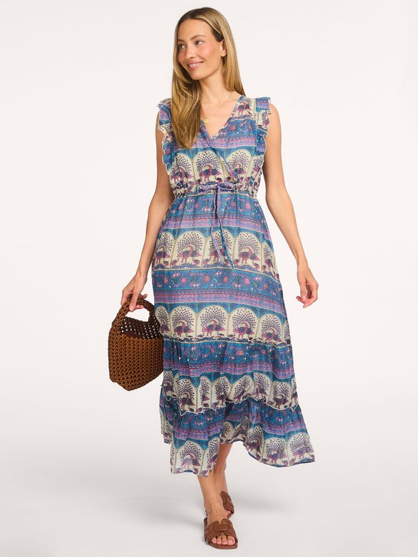 Ontdek de Samo katoenen midi jurk met print van Lollys Laundry in de kleur Blauw bij Orangebag. Op werkdagen voor 21:45 besteld, morgen in huis.