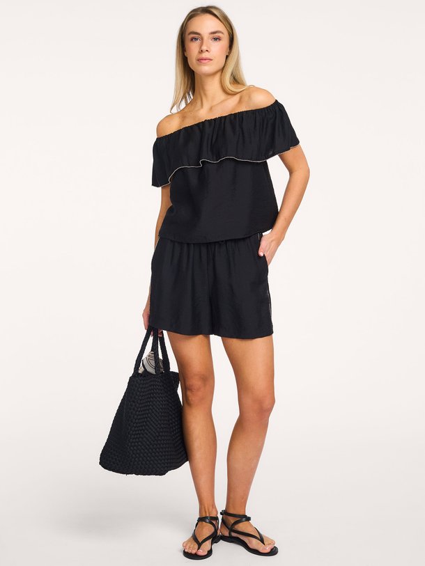Ontdek de Marais geweven off shoulder top van Dante 6 in de kleur Zwart bij Orangebag. Op werkdagen voor 21:45 besteld, morgen in huis.