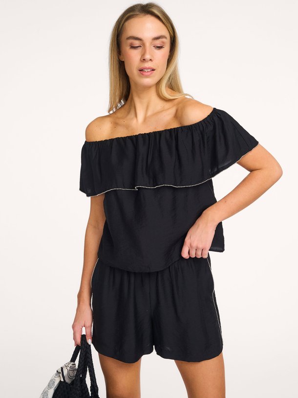 Ontdek de Marais geweven off shoulder top van Dante 6 in de kleur Zwart bij Orangebag. Op werkdagen voor 21:45 besteld, morgen in huis.