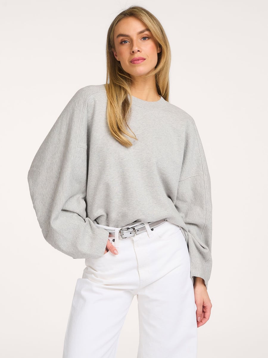ANDWANG AND one shoulder bijou sweat グレー Closed GATHERED SWEATSHIRT | Orangebag