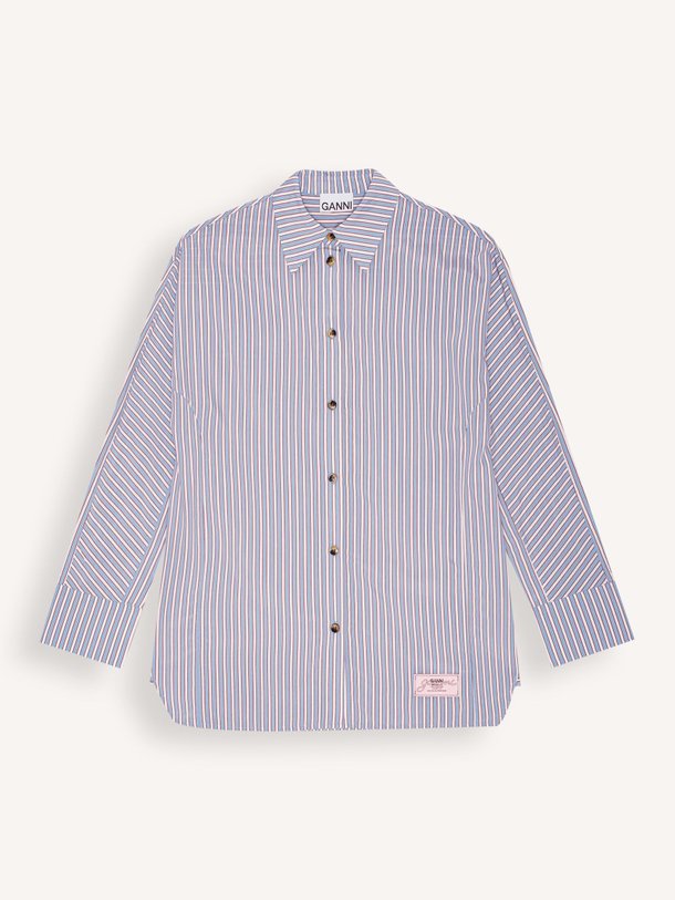 Ontdek de Viscosemix blouse met gestreept dessin van Ganni in de kleur blauw bij Orangebag. Op werkdagen voor 21:45 besteld, morgen in huis.