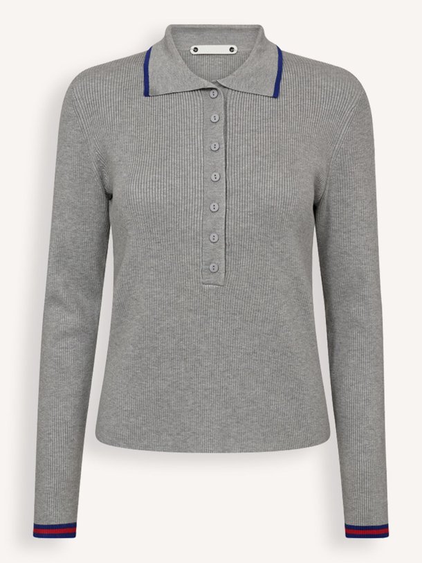 Ontdek de Balin viscosemix rib polo top van Co'Couture in de kleur grijs bij Orangebag. Op werkdagen voor 21:45 besteld, morgen in huis.