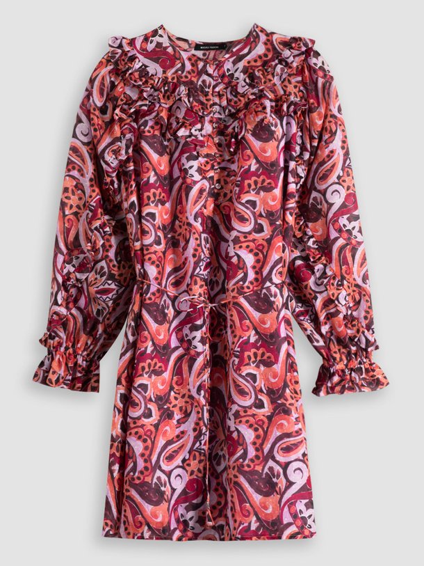 Ontdek de Bernadette katoen/zijdemix jurk met print van Magali Pascal in de kleur roze bij Orangebag. Op werkdagen voor 21:45 besteld, morgen in huis.