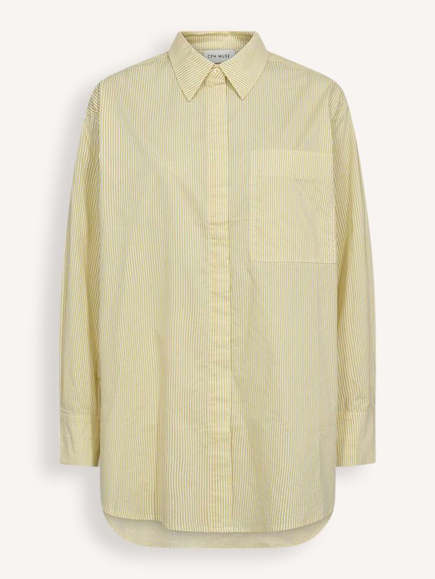 Ontdek de Blaire organic cotton gestreepte blouse van Copenhagen Muse in de kleur Geel bij Orangebag. Op werkdagen voor 21:45 besteld, morgen in huis.