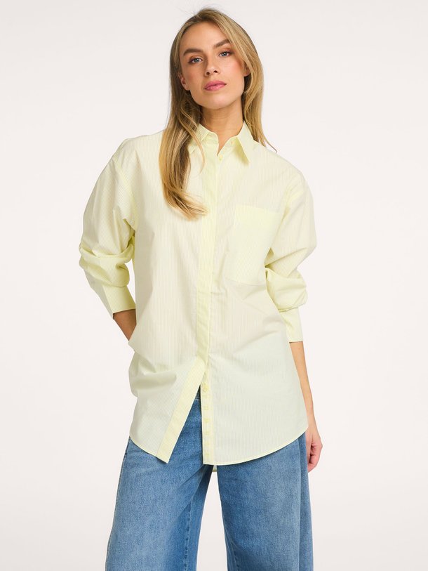 Ontdek de Blaire organic cotton gestreepte blouse van Copenhagen Muse in de kleur Geel bij Orangebag. Op werkdagen voor 21:45 besteld, morgen in huis.