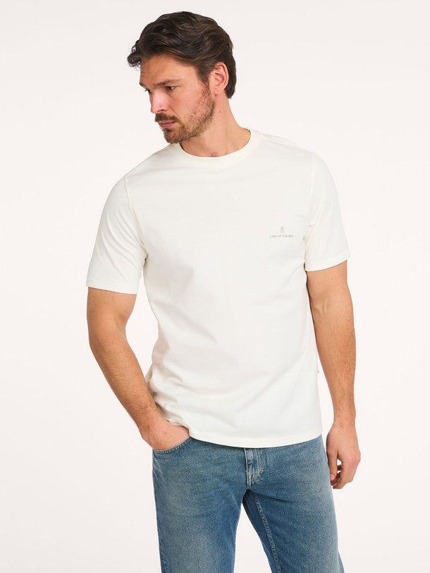Ontdek de Law katoenmix T-shirt met print van Law of the Sea in de kleur Crème bij Orangebag. Op werkdagen voor 21:45 besteld, morgen in huis.