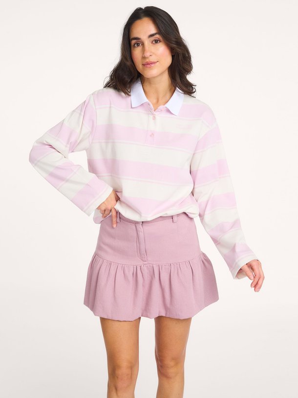 Ontdek de Jeanne organic cotton gestreepte polo top van Baum und Pferdgarten in de kleur Lila bij Orangebag. Op werkdagen voor 21:45 besteld, morgen in huis.