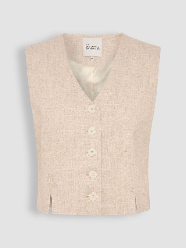 Ontdek de Lavita viscose/linnenmix gilet van My Essential Wardrobe in de kleur zand bij Orangebag. Op werkdagen voor 21:45 besteld, morgen in huis.