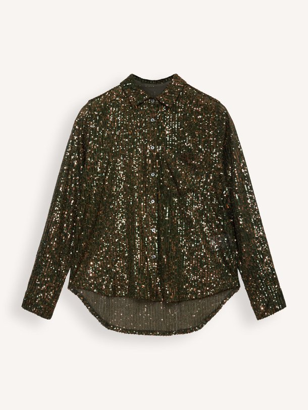 Ontdek de Pekin geweven pailletten blouse van Bellerose in de kleur mosgroen bij Orangebag. Op werkdagen voor 21:45 besteld, morgen in huis.